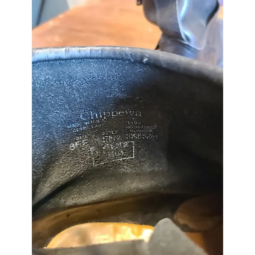 Vintage CHIPPEWA Steel-Toe Engineer Boots with Vibram Soles, Size 8D - Picture 7 of 16